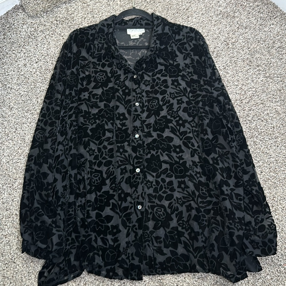 Suchada slik blend button up burnt velvet tunic blouse 3x whimsigoth,,  gothic - Picture 8 of 9